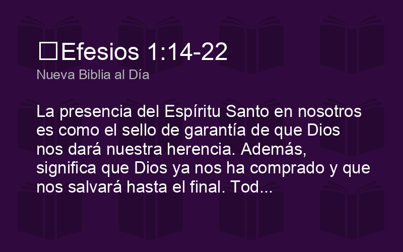 Efesios 1 14 22 Nbd La Presencia Del Espiritu Santo En